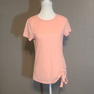 INC International Concepts Orange Pink Tie Front Fitted Short Sleeve Petite M